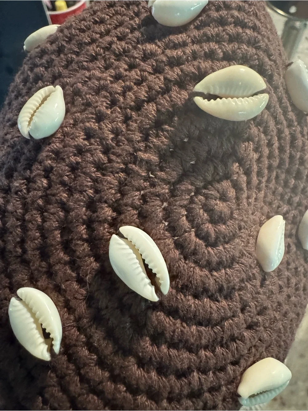 Wyeth/free people Brown Crochet Shell-Appliqué Women's bucket hat